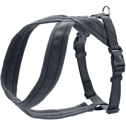 HUNTER Hundegeschirr LONDON COMFORT, atmungsaktives 3D-Mesh, 2-fach verstellbar, Sicherheitsverschluss, reißfest, leicht & pflegeleicht, Farbe: Anthrazit, Größe: S-M/1