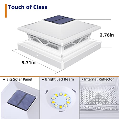 APONUO Solar Post Cap Lights 8 Pack, 2-Modes 4x4/5x5/6x6, White - Image 5