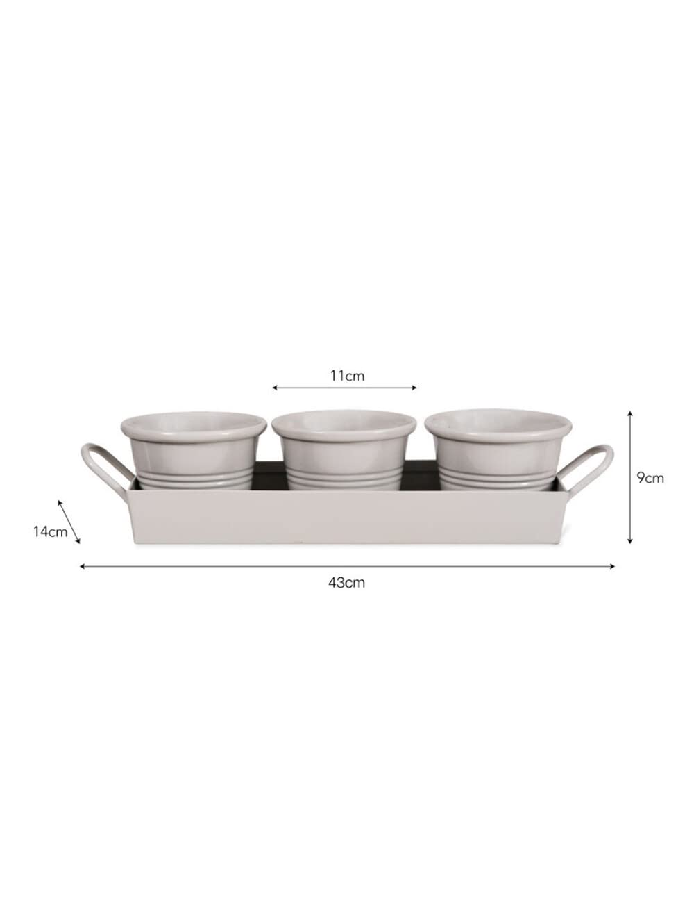 Garden Trading Zestaw 3 garnków na tacy w kredzie - stal