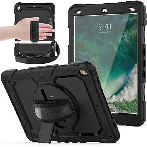 Case for iPad pro 10.5 2017/iPad air 3 10.5 2019 with 360 degree rotatable Folding stand,Trendy Shockproof case with Wrist Strap and Shoulder Strap - Image 3