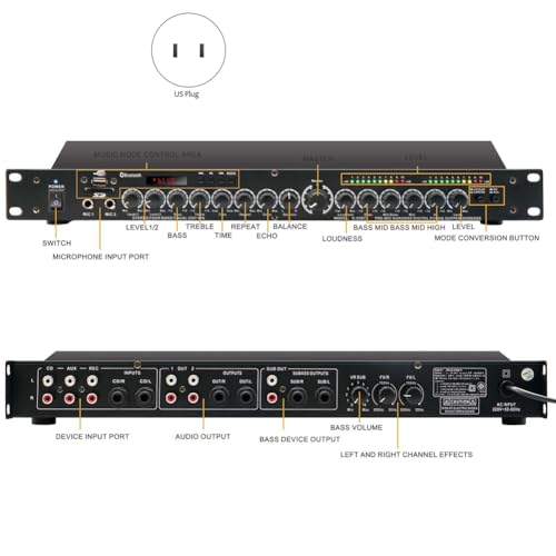 Cwmiibili Professional Sound Peripheral Equipments Stereo Digital Reverberation Multi Effect Processor Audio Processor Easy Install US Plug