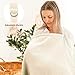 100% Muslin Nursing Cover - Soft Breathable Breastfeeding Cover Up with Arch Neckline & Adjustable Neck Strap, Portable Lightweight Design for Privacy, Ivory