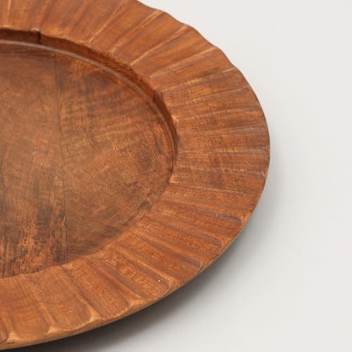 Plato cargador artesanal de madera 13 pulg color chocolate miniatura 5