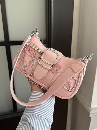 Y2K Shoulder Bag Coquette Aesthetic Purse with Chain Strap, Cute Handbag for Women3