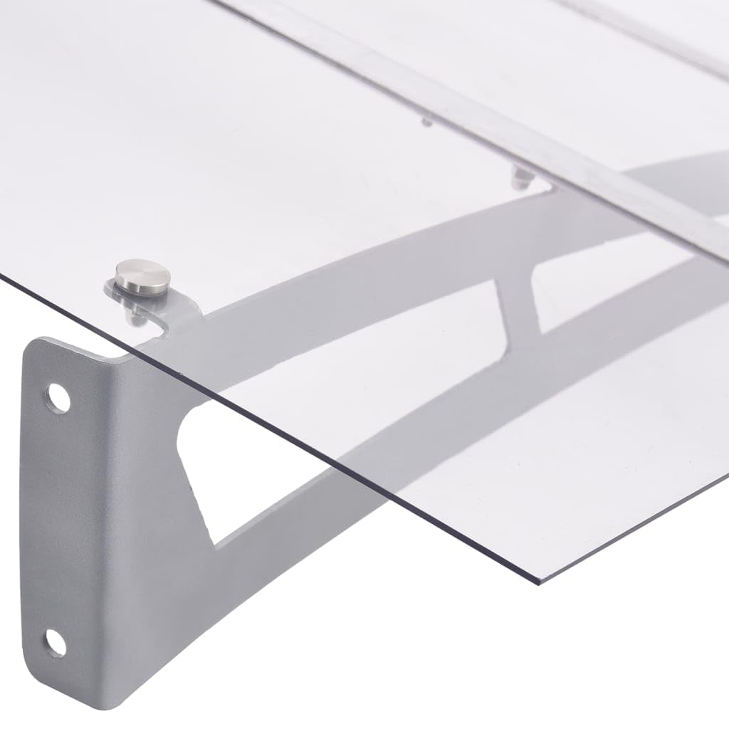vidaXL Marquesina para Puerta PC Plata y Transparente 150x90 cm Pet