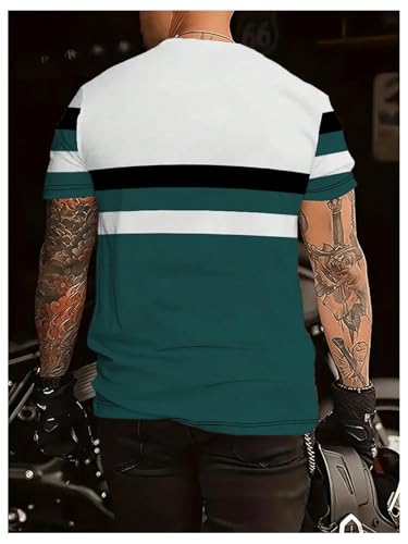 Image of RoseSeek Men's Color Block Short Sleeve Tee Shirts Casual Crewneck T Shirt Trendy Summer Tops