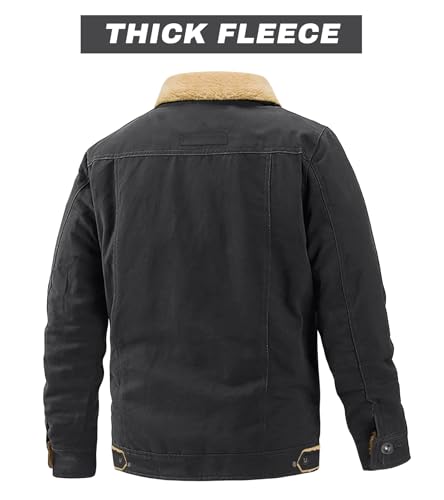 Image of EKLENTSON Men's Winter Jacket Thick Thermal Cotton Warm Fleece Lined Coat Trucker Lapel Work Cargo Jackets for Men
