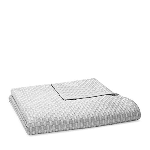 Hudson Park Luxe Block Matelasse Full/Queen Coverlet Silver