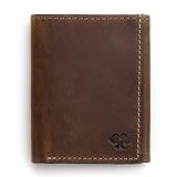 Trifold Leather Wallet For Men | Made In USA | Genuine Full Grain Leather Men's Tri Fold Wallet | Bootlegger Brown