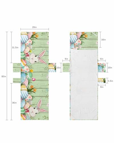 Teal Bunny Easter Beach Lounge Chair Towel Cover, Soft Chaise Lounge Towel with Side Pockets Patio Pool Chairs Cover for Beach/Pool Sunbathing 29x85 Easter Eggs Spring Floral Botanical