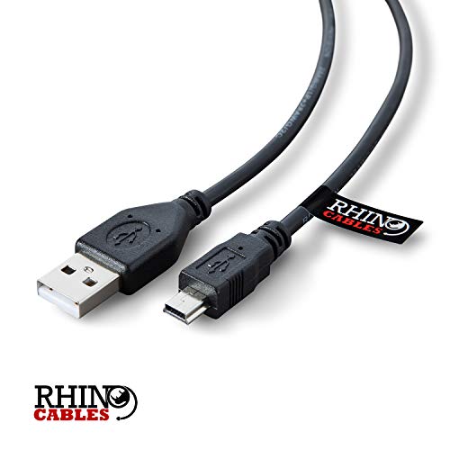 rhinocables USB 2.0 A Male to Mini B 5-Pin Charging Cable Lead  Game Console/Controller PS3, Dash Cam, Digital Cameras, GoPro, SatNav, GPS, MP3 Players  0.5m / 50cm (Black)