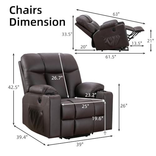 Image of Bonzy Home Power Lift Recliner Chair with Heat and Massage, Faux Leather