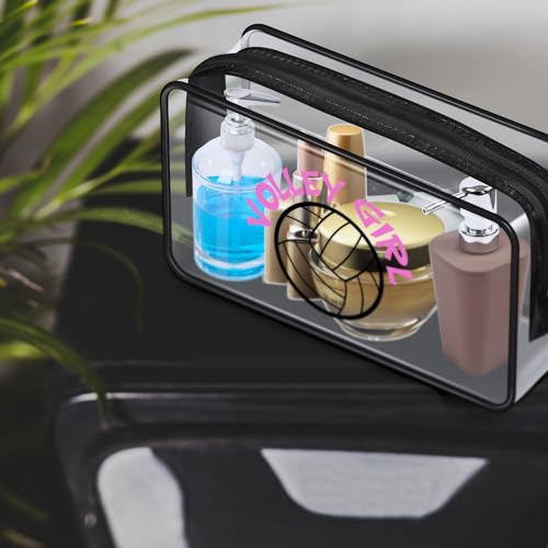 Abbylike 12 Pcs 7 x 4.7 x 2.4'' Cosmetic Bag Gifts Accessories for Makeup Bags Clear PVC Cheer Case Toiletry Zipper Pouch for Women Christmas Xmas (Volleyball Theme)4