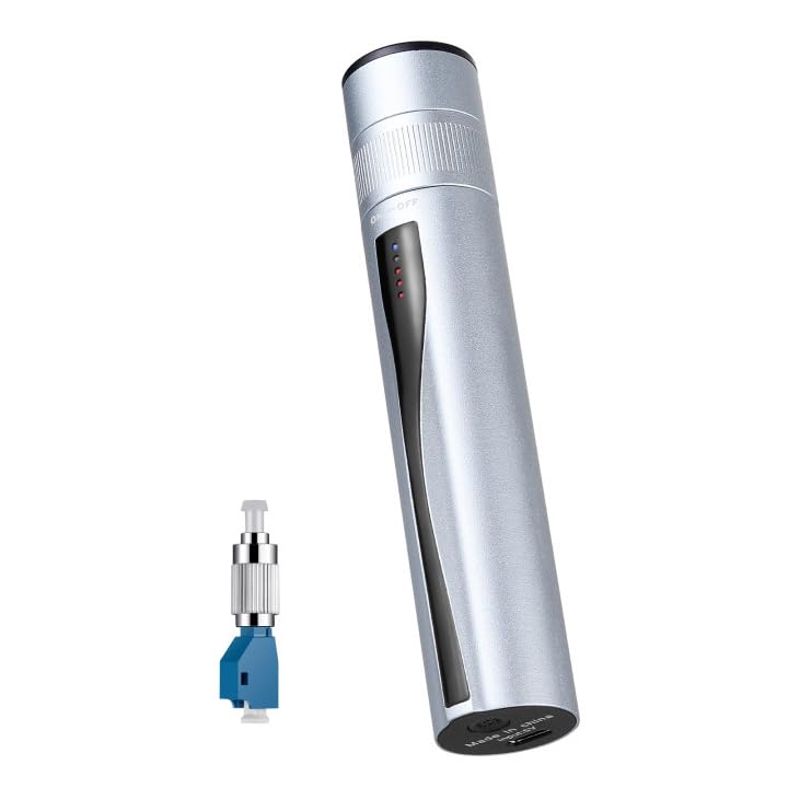 Duogalia Fiber Tester 5Km Visual Fault Locator FC/SC/ST Universal Interface Li-ion Battery USB Type-C Charge with 1pc FC to LC Adapter