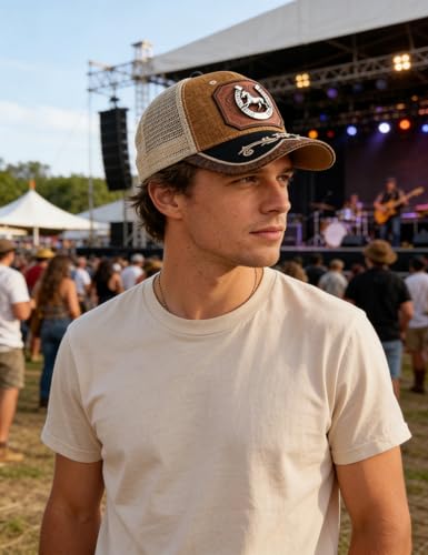 Image of TOPACC Western Trucker Hat for Men Women Cowboy Country Hat Snapback Cap