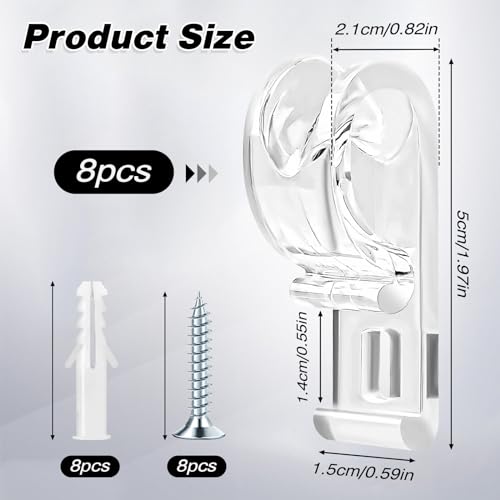 8 peças de retentor de corrente de segurança transparente e suporte de corda para cortina com clipe