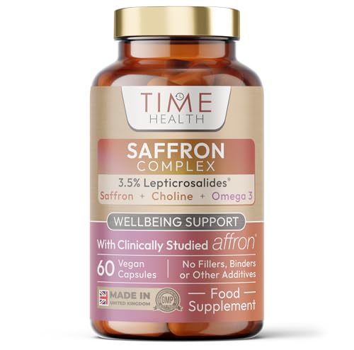 Affron® Saffron Complex - Saffron, Choline, Quercetin & Omega 3-3.5% Leptricrosalides® - Contains Crocins, Crocetin and Safranal - 60 Capsules - UK Made - Zero Additives - Vegan - Pullulan