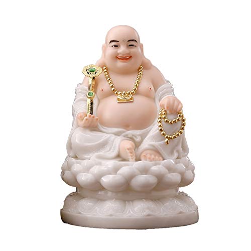 WXKAGF Ozdoby Feng Shui Jadeitowy posąg Buddy Dom Salon Szczęśliwa dekoracja Prezent Feng Shui Realistyczny Śmiejący się Budda Duży brzuch Budda Atrakcyjny i spokojny Posąg Buddy Posąg Feng Shui