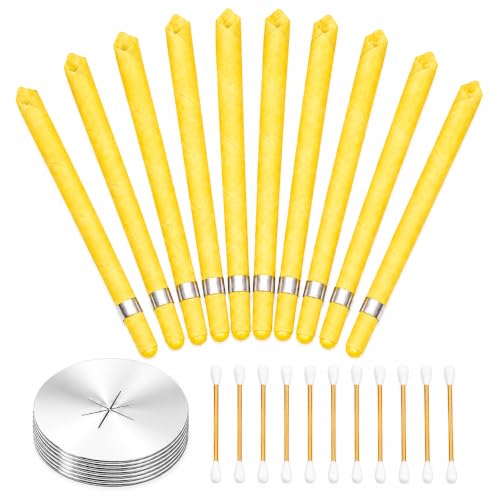 10‑Piece Ear Canldes Cleaning Tool Set, Simple Cleaner Includes Cotton Swabs, Easy to Use (Yellow)