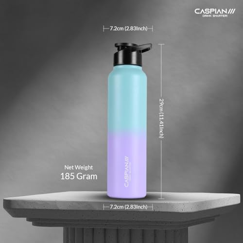 Image of CASPIAN / / / HIke ISI Certified Stainless Steel Water Bottle 1ltr.(Purple & Green, 1 Litre) | Leak Proof Sipper for Fridge Home Office Travel School Kids Boys Girls Adults Sports Gym Gift |BPA Free