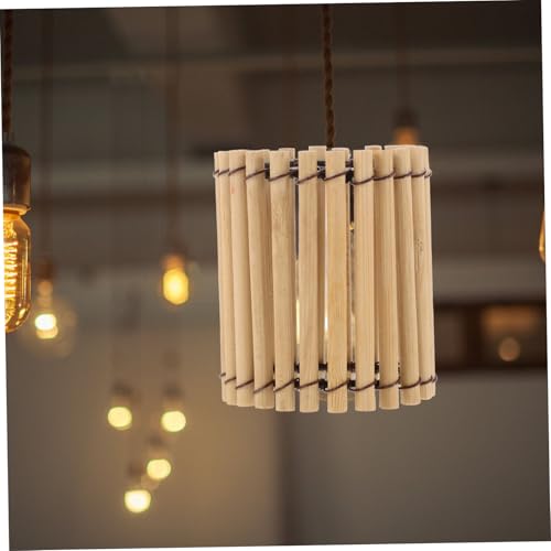 Image of jojofuny Bamboo Woven Lampshade 2.75X2.36X2.36In Small Vintage Hanging Lamp Shade for Pendant Light Home Decor Tea Room Ambiance