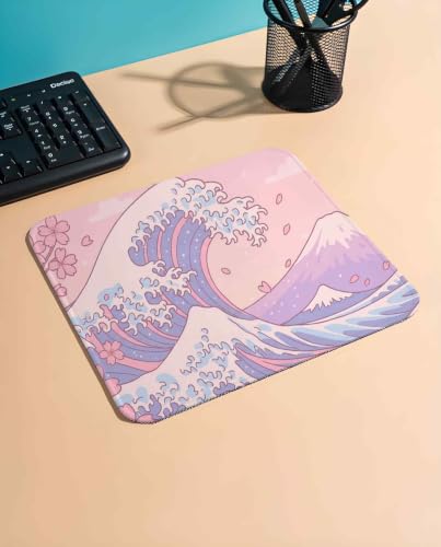 Image of Mouse Pad for Laptop & Desktop | 9x7 Inch Anti-Fray Stitched Edges | Non-Slip Rubber Base | Desk Setup Accessory for Students, Gamers & Professionals (Wave)