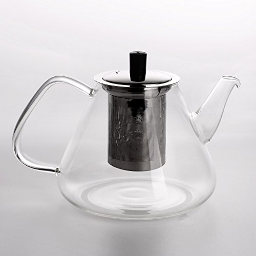 Juego de Té Tetera de Cristal 1.35 L y 4 Vasos Opto Té y Café Anti-calor con Colador Extraíble de Acero inoxidable - Imagen 7