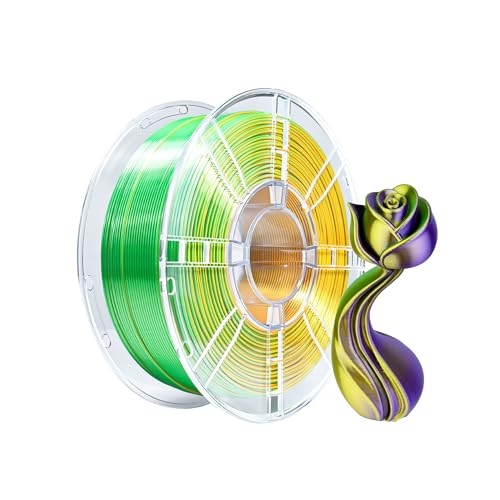 Image of iBOSS Silk Tri-Color Filament, Gold Green Purple Silk PLA+ Filament 1.75mm + /- 0.02mm, PLA Plus 3D Printer Silk Filament Color Change 1kg(2.2lbs) Spool, Fit for Most FDM 3D Printers