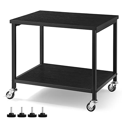 Under Desk Printer Stand Small Printer Table With Storage Shelf 2 Tier Rolling Printer Stand Rack With Lockable Wheels For Office Home Scanner Printer (Black) #TOP4
