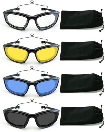 YUNGLIDE 4 Pairs Motorcycle Glasses Set