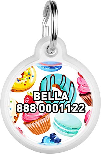 Personalized Pet ID Tag for Dog Cat with QR Passport Global Search System of Lost Pets - Personalized Dog Tags Cat Name Tags - Donuts - Thumbnail 5
