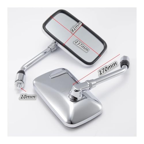 Espejo retrovisor 10 mm universal rectangular para manillar de motocicleta par 7