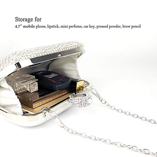 Zebrum Womens Evening Clutch Bag Designer Evening Handbag Hand Bag,Lady Party Wedding Clutch Purse (Silver- Rhinestone Tassel) #TOP3