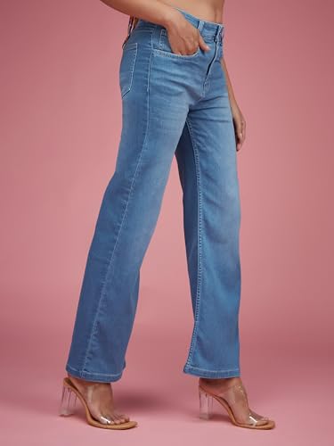 Image of Miss Chase Women's Wide Leg High Rise Regular-Length Stretchable Denim Jeans
