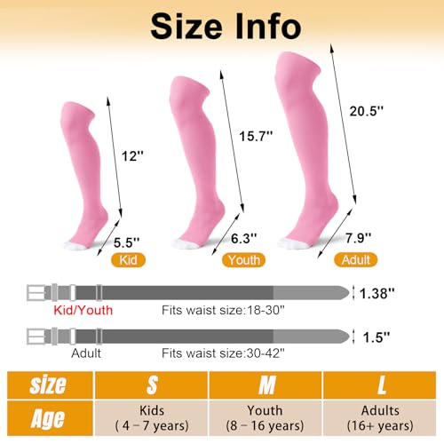 Image of XZQTIVE Baseball Socks and Belt Combo,Over the Knee Softball Socks and Belt,Knee High Football Socks for Kids Youth Adults