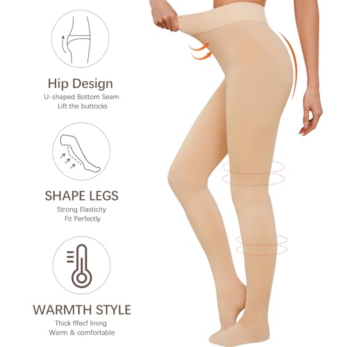 Women's 200D Thick Tights with Fleece Lining - Opaque Winter Pantyhose for Ultimate Warmth in 4 Classic Colors2