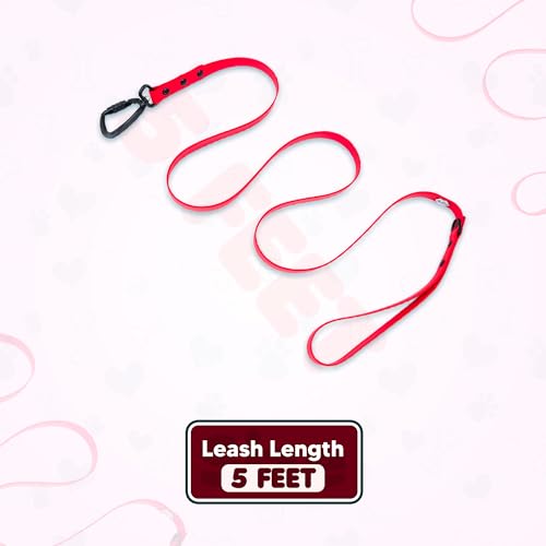 Image of Adil's Biothane Dog Leash - Waterproof Leashes for Dogs, Metal Hook, Adjustable 5ft Length Suitable for Dogs & Puppies, Ideal for Walking, Running & Training (RED)