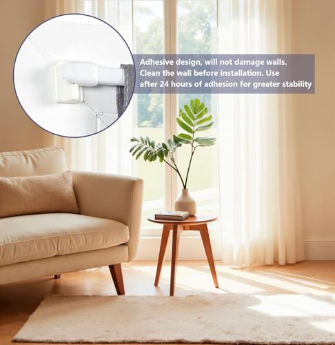 Voarge 2Pcs Net Curtain Rods Extendable Curtain Rod, Self Adhesive Shower Curtain Rods Without Drilling for Home Bathroom Hotel, Includes Plastic Sticky, 40-70CM/16-28Inch - Image 5