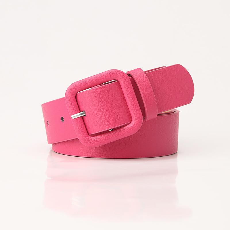 Belts for Women Candy Color Fashion Square Buckle Belt Jeans Dresses Pants Ladies Waist Belt