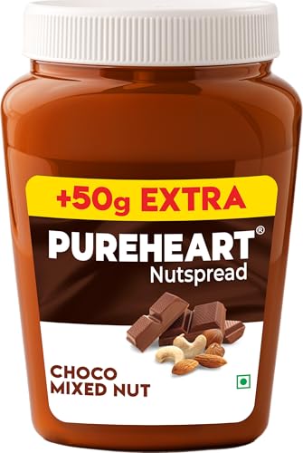 Image of PUREHEART Choco Mixed Nut Spread (350 +50 gm Extra) | Nutty, Smooth and Creamy Chocolate Spread for Breakfast - No. 1 Exporter of Roasted Nuts