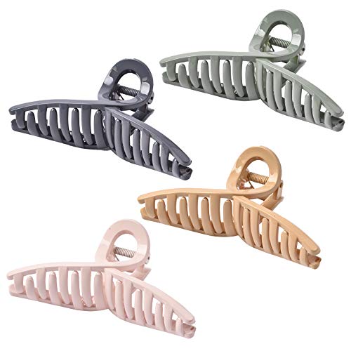 Large Claw Hair Clips No Slip Hair Clips Claw Clips for Women Thick Hair French Design Big Acrylic Jaw Clip for Long and Short Ponytail Holder Grip Strong Hold Hair Grip Catch Barrette (4 Packs)
