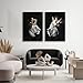 BJVJKSU Black and White Lion Wall Art - King and Queen Lioness Canvas Wall Decor with Gold Crown - Wild Animal Couple Prints Ready to Hang (16x24in)