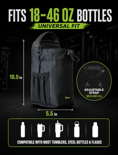 Image of Magnetic Gym Water Bottle Holder With Strap For Men And Women Universal Fit Multiple Pockets Sling Bag Secure Lockable Zippers Easy Access Phone Holder Water Resistant Perfect For workout, Black,