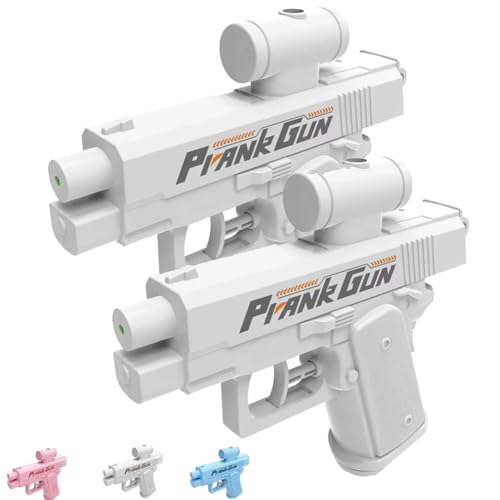 Prank Water Gun Shoots Backwards, Realistic Small Pranks Squirt Guns, Trick Two-Way Watergun Toy, Creative Reverse Waterguns, From Front & Back, Fun Gift for Office & School Pool Parties(2*White)