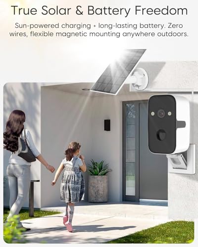 Image of VSTARCAM 2K Solar Security Camera Wireless Outdoor, Free Cloud & SD Storage, No-Drill Magnetic Mount, 5G /2.4G Dual-Band WiFi 6, Motion Alerts, 6-Month Battery, Color Night Vision, IP66, 2-Way Talk