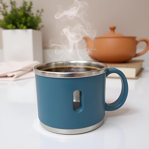 Image of Premium Stainless Steel Coffee Mug Set | 6 Pc Gift Set (150ml Each) | Double Wall & Insulated & Reusable Cups | Ideal for Gifting, Home, Office Use (Blue)