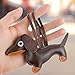AHQiZFX Dachshund Keychain, Cute Leather Animal Ornament Handmade Key Holder Puppy Dog Charm Gifts for All Dog Lovers (Brown)