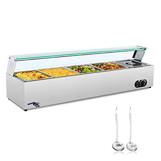 WILPREP 5-Pan Commercial Food Warmer, 50QT Steam Table Buffet Server and Warmer, 1200W Electric Warming Tray, Stainless Steel Bain Marie Buffet Catering Food Warmer for Parties Hotels Restaurants