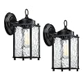 Caisens Outdoor Wall Light Fixture, Exterior Wall Sconce, Black Outdoor Porch Light with Hammered Glass, Waterproof Anti-Rust, for Garage, Front Door, Entryway, 2 Pack