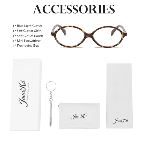 Image of JOVAKIT Retro Oval Blue Light Blocking Glasses for Women Vintage Fashion 90s Small Oval Frame Eyeglasses